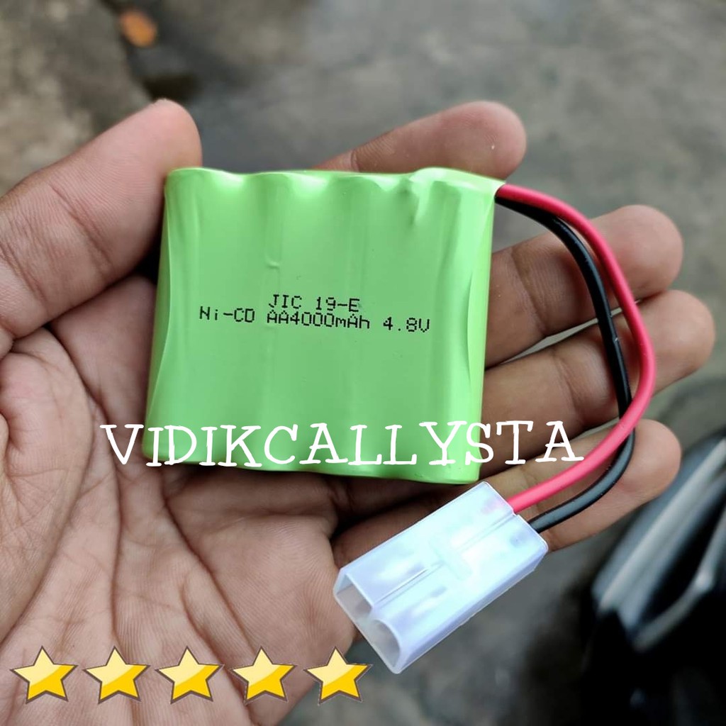 Baterai NiCd RC AA 4000mAh 4.8V Socket putih isi 4 Batre