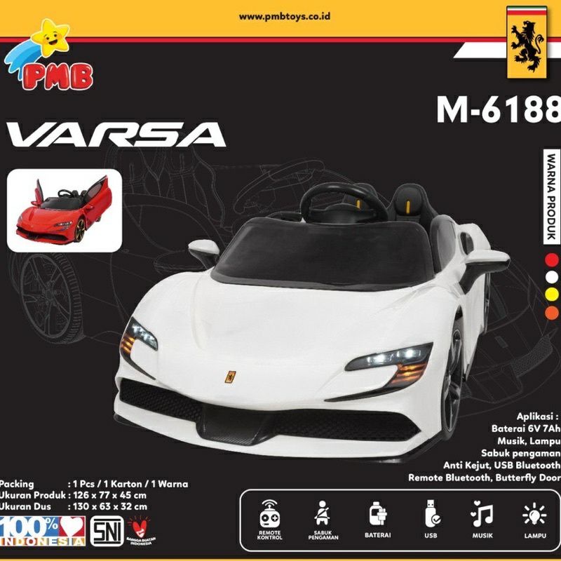 Mobil Aki PMB M6188 - Mainan Mobil Aki Anak Ferrari Varsa F90