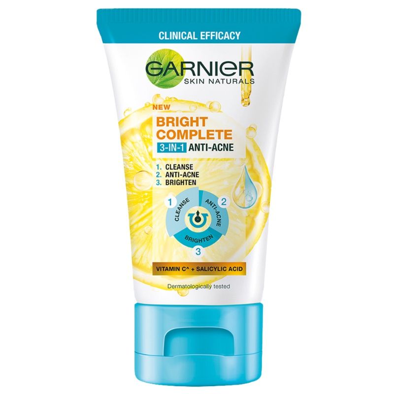 Garnier Bright Complete 3-in-1 Anti Acne Facial Wash Skin Care 90 ml | Wajah Cerah Bebas Jerawat