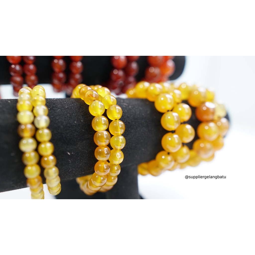 gelang tangan YELLOW CARNELIAN premium batu alam kuningbonus kotak