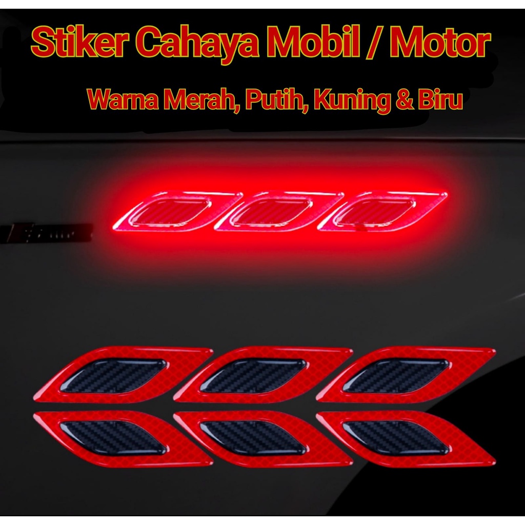 Carbon Fiber Car Sticker Auto Warning - Stiker mobil stiker cahaya / Stiker Malam Mobil / Stker Motor Cahaya