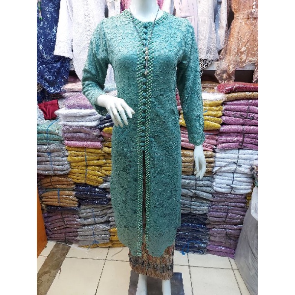 stelan kebaya brokat fayet mutiara/kebaya ibu hajat pesta /wisuda