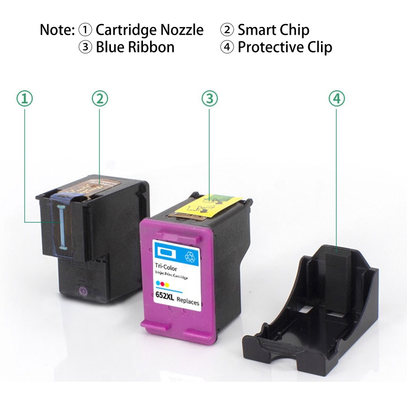 Cartridge Tinta btsg Remanufactured 652XL Warna Hitam, Tri-Color Pengganti HP 652XL Paket Untuk HP Deskjet 1118 2135 21