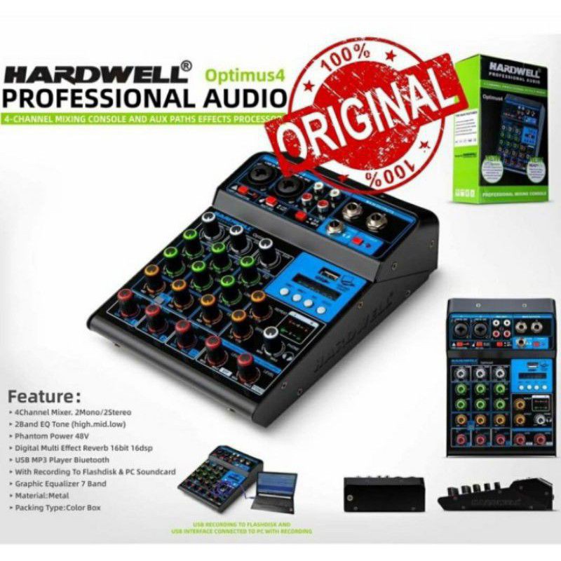 Mixer Hardwell Optimus 4 With Bluetooth Mp3 Soundcard Original Garansi