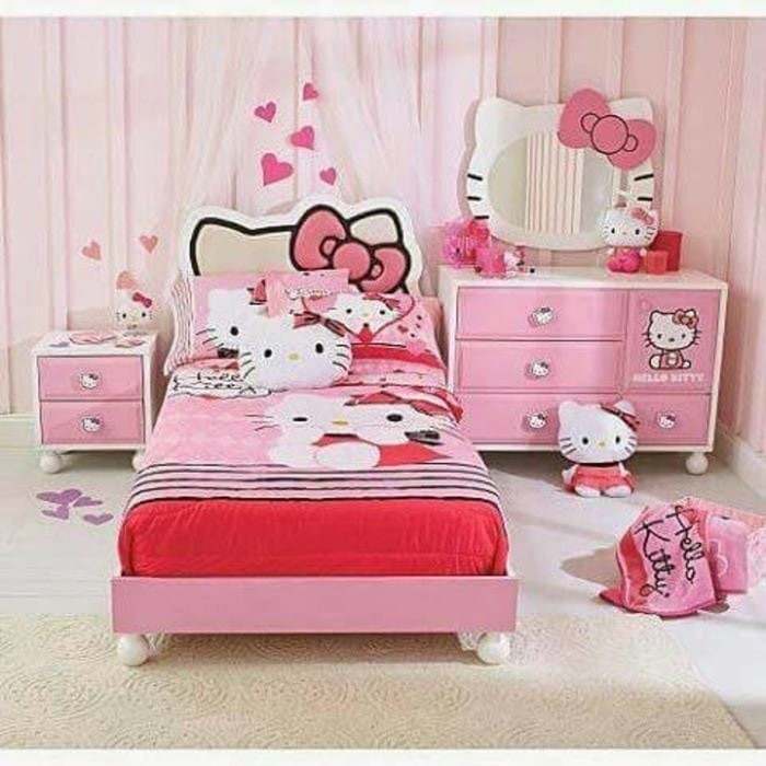 Set Bedroom Anak Kamar Tempat Tidur Anak Meja Rias Nakas Hello Kitty Shopee Indonesia