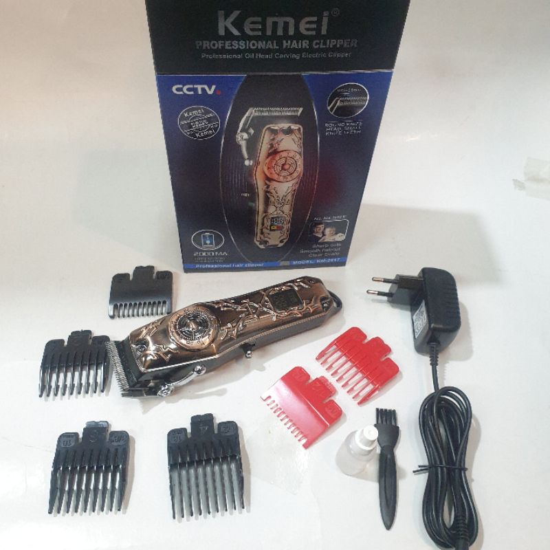 Kemei Cukur Rambut Cas elektrik Km 2617 Mesin potong rambut Profesional Salon