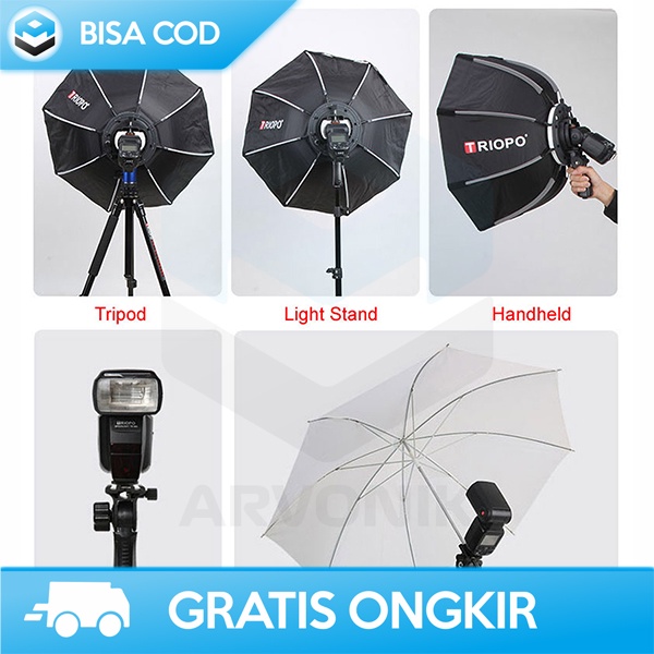 PAYUNG SOFTBOX REFLEKTOR FLASH OTCAGONAL UMBRELLA BY TRIOPO KS65 65CM