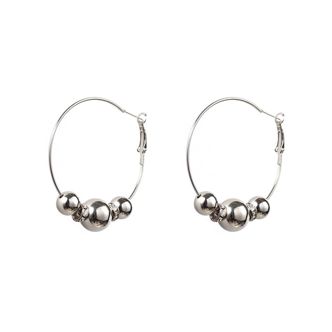 LRC Anting Tusuk Fashion Silver Three Ball Earrings F66538