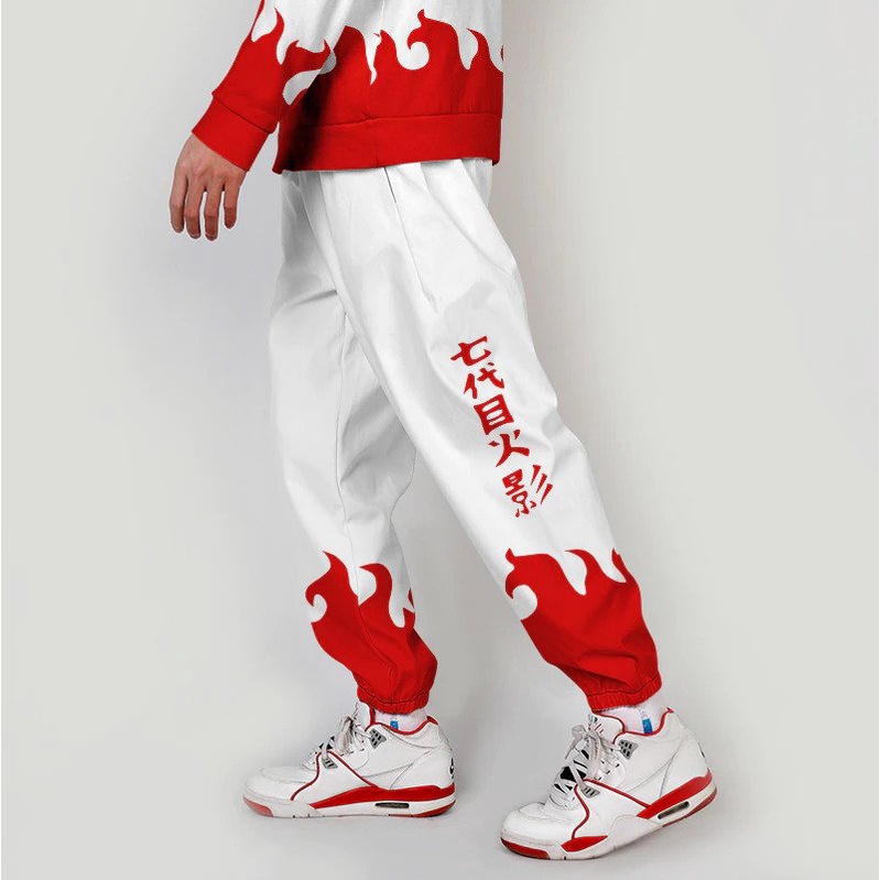 Jogger pants Yondaime Hokage 7 White Anime Manga Naruto Premium Unisex