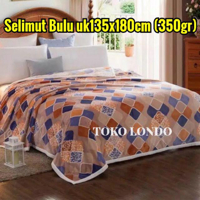 [TERMURAH] SELIMUT DEWASA Selimut Bulu Motif Garis2 Abstrak Bunga2 MMC Uk135x180 HALUS LEMBUT 350gr-Blue Brown Square
