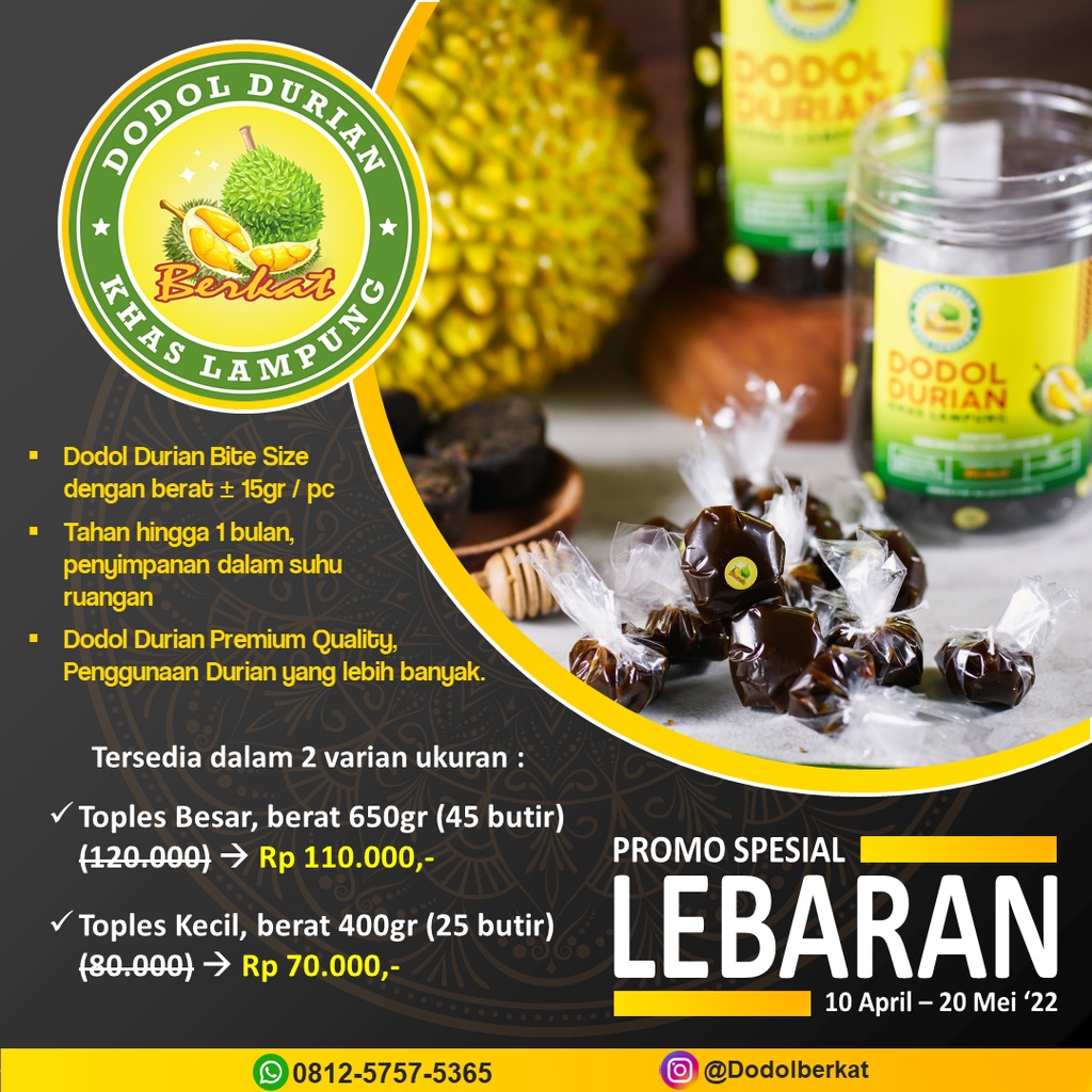 

Dodol Durian Berkat "Kelereng" - Toples Kecil
