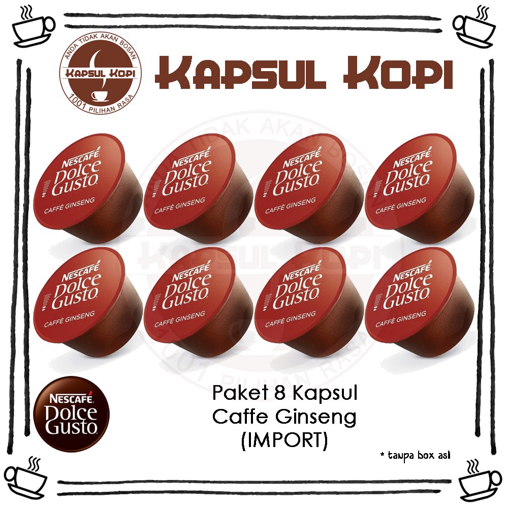 

Paket 8 Kapsul Kopi Caffe Korean Ginseng Nescafe Dolce Gusto Coffee Capsule