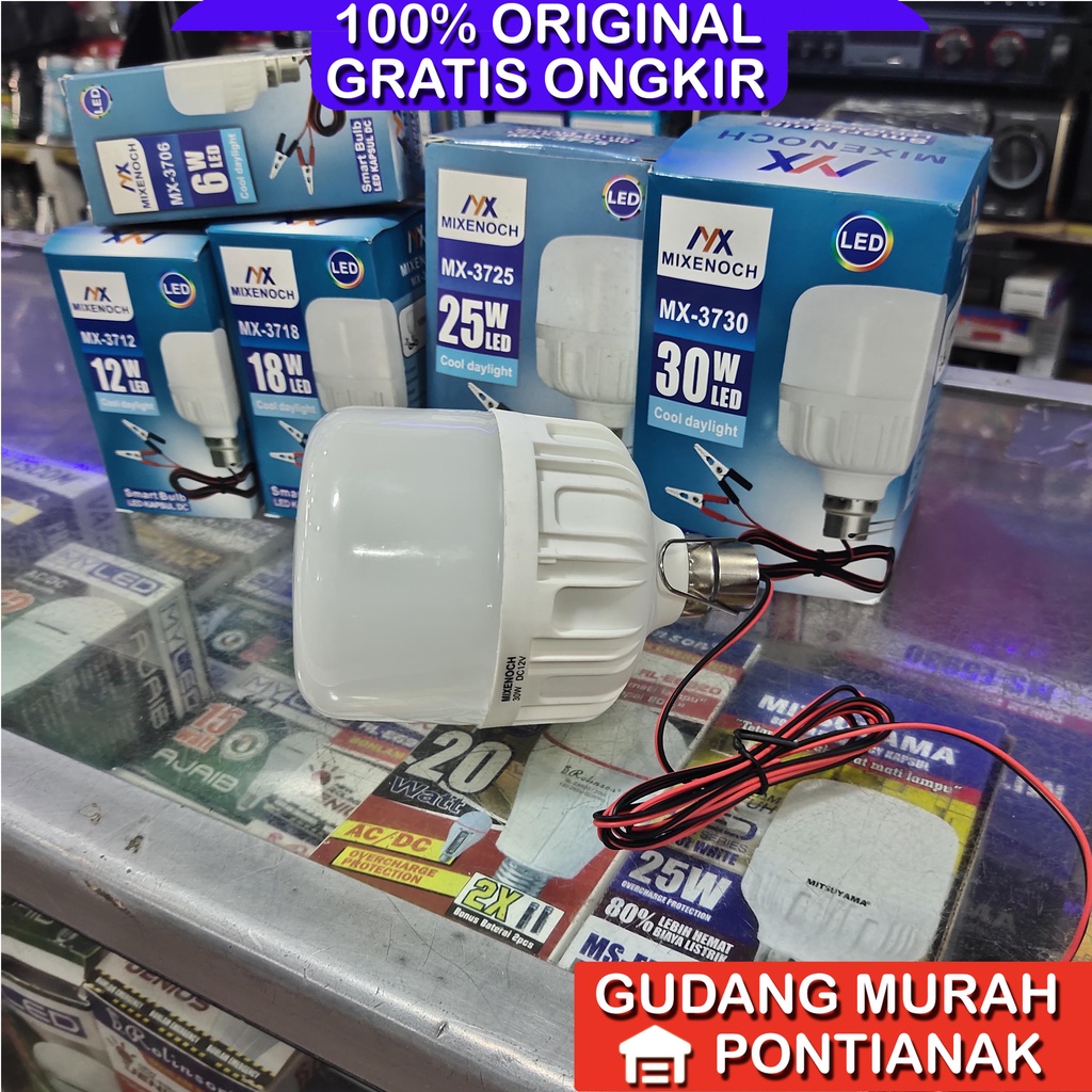 Lampu DC Mixenoc Jepit Aki Watt Lengkap 6w 12w 18w 25w 30w