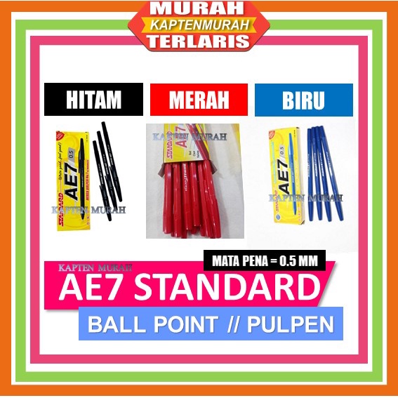 

STANDARD AE7 Pulpen Ball Point Bolpen Pena Pen BalPoin Standar Ae7 Pulpen Hitam Pulpen Biru Pulpen Merah Terbaru Spesial Promo Murah