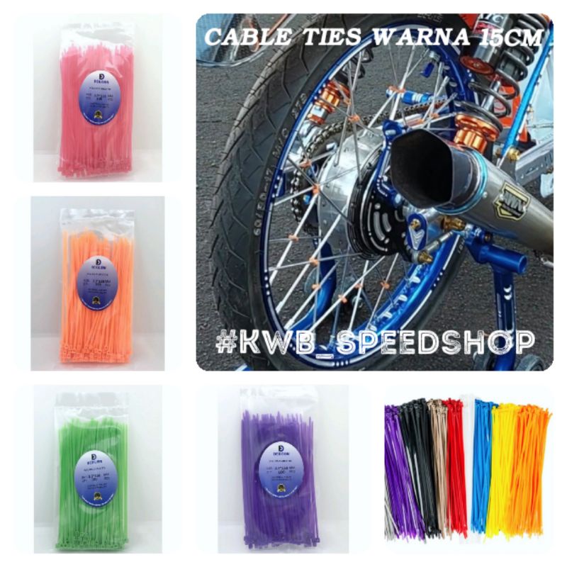 Cable ties kabel tis warna panjang 10cm isi 100 kabel tis velg jari jari kabel tis ties ruji jari jari ring 14 ring 17 cable ties label tis modifikasi warna lengakp