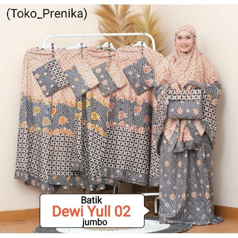 (Toko-prenika madiun) mukena batik dewi yul rayon jumbo rempel dewasa