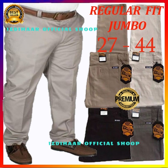 SUPER JUMBO celana panjang pria chino BIG SIZE SUPER JUMBO reguler longgar 30-49 bahan melar