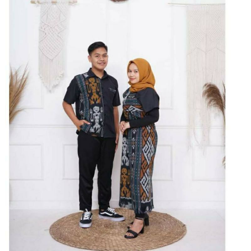 BAJU TENUN COUPLE BAJU PASANGAN KEKINIAN GAMIS KEMEJA TENUN