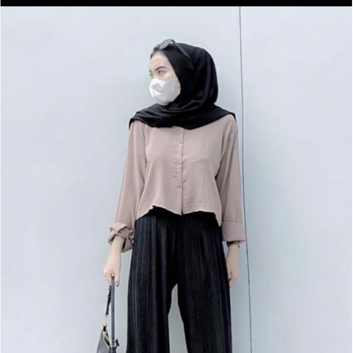 KEMEJA HAININ CROP /KEMEJA CROP/KEMEJA CRINKLE AIRFLOW