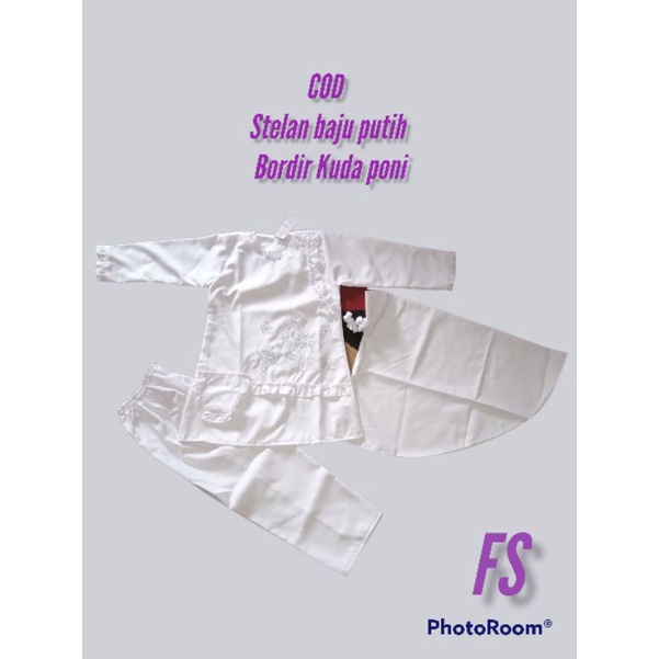 stelan baju anak perempuan warna putih usia 5_9 tahun/set manasik haji anak perempuan paud TK MD/baj