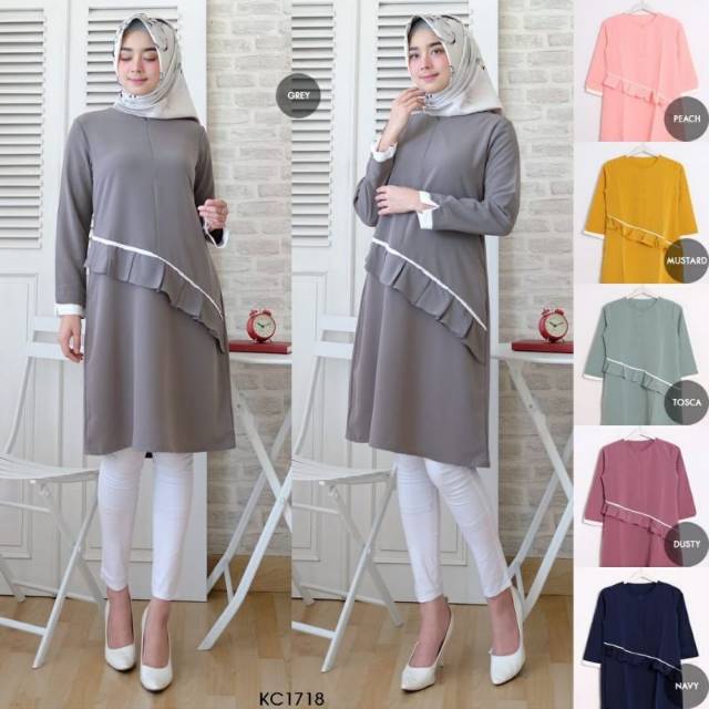 TUNIC CANTIK FRINGE FIT TO L BLOUSE ATASAN TUNIC MUSLIM BAJU WANITA REALPICT TERBARU ORI ORIGINAL