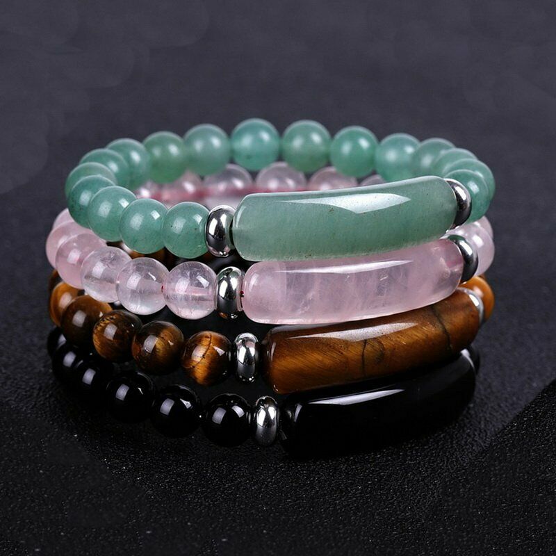 Gelang Manik-Manik Batu Alam Tiger Eye Elastis Untuk Wanita