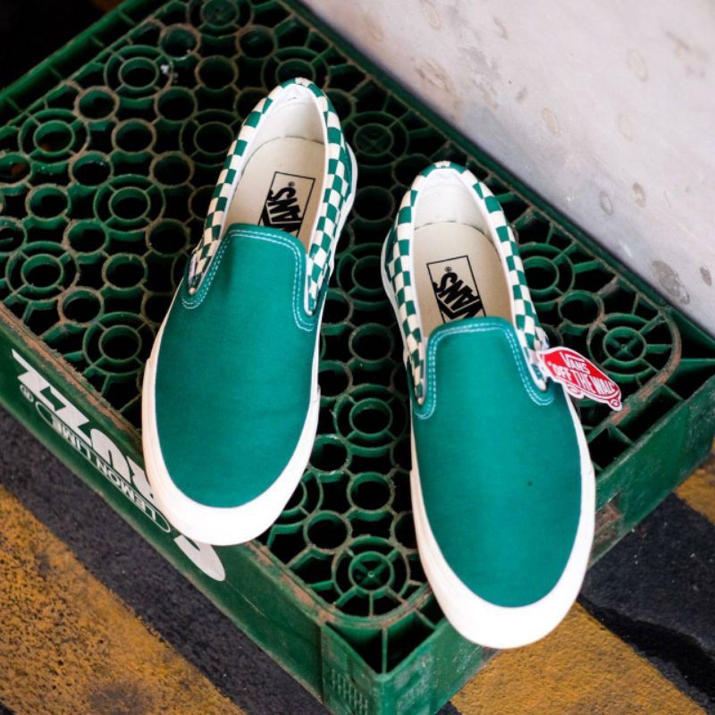 Vans Slip On Checkerboard SideWall Ultramar Green White