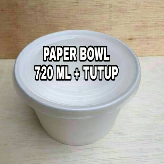 ( 100 pc ) Paper Bowl 720 Ml ( 24 Oz ) - Take Away - Mangkok Kuah - Paper Bowl Bento + TUTUP