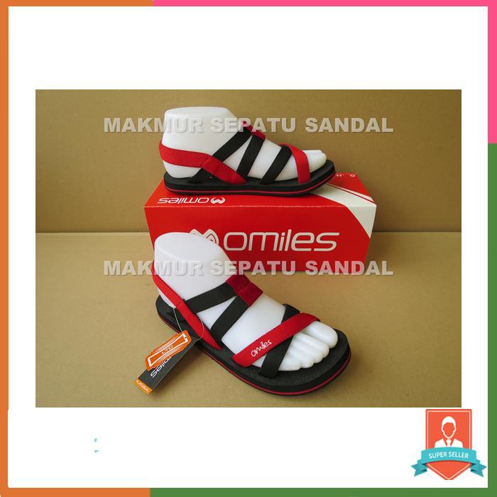 SANDAL GUNUNG WANITA SENDAL OMILES IVANKA HITAM MERAH