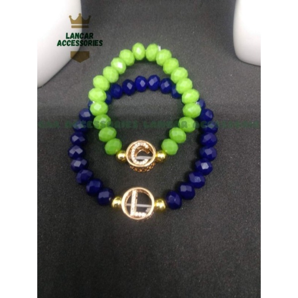 COD✅ Gelang Nama Inisial Huruf Dewasa Dan Anak Gelang Batu Ceko 8mm