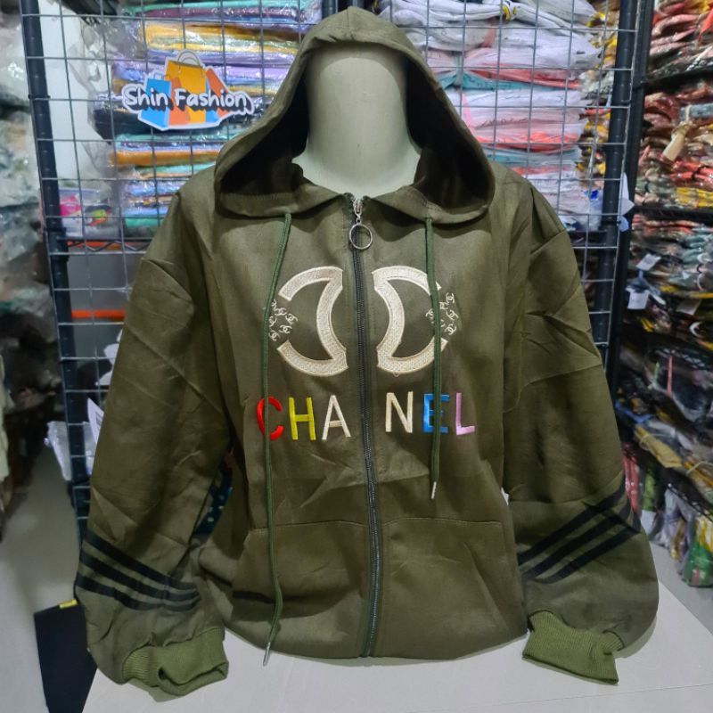 Jaket Suede Import Wanita Fashion XL Besar-Chan Stripe Army