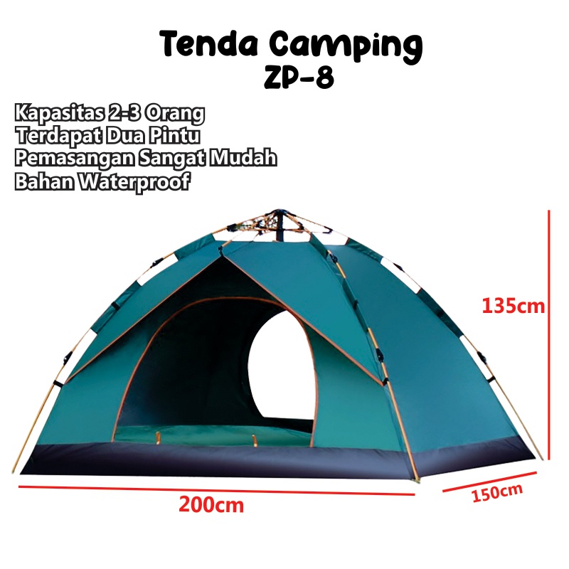 PROMO Tenda Camping Zp 5 Simple Tampa Harus Di Rakit/Tenda Outdor/Tenda Camping K.R.8.8