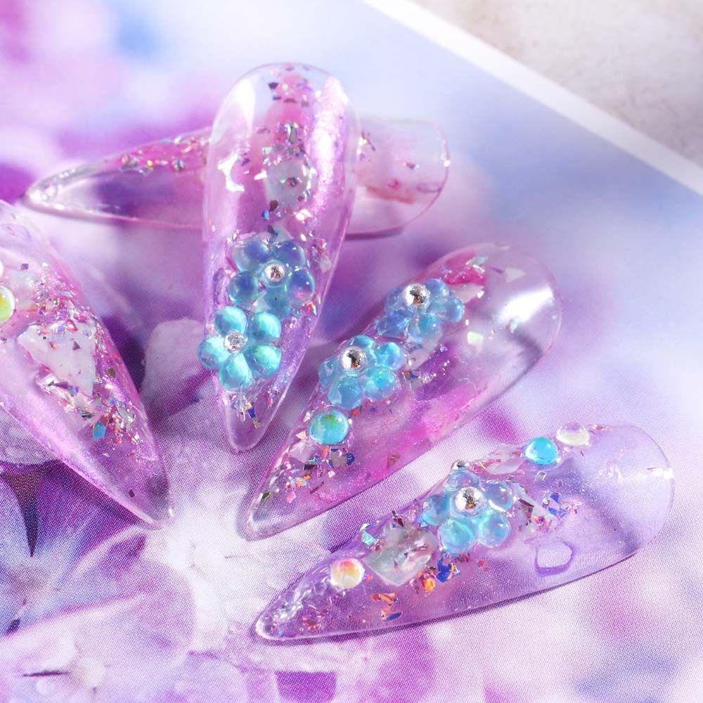 NEEDWAY Dekorasi Nail Art 3D Campur Elegan Charm Aurora Flower Hiasan Kuku DIY