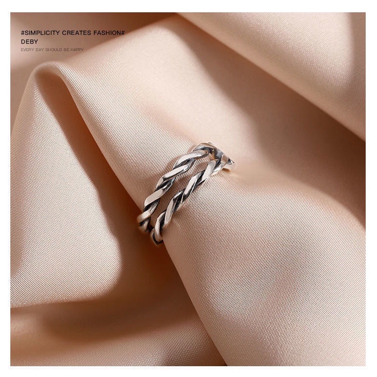 2pcs Cincin Adjustable Desain Wajah Tersenyum Gaya Retro Untuk Wanita