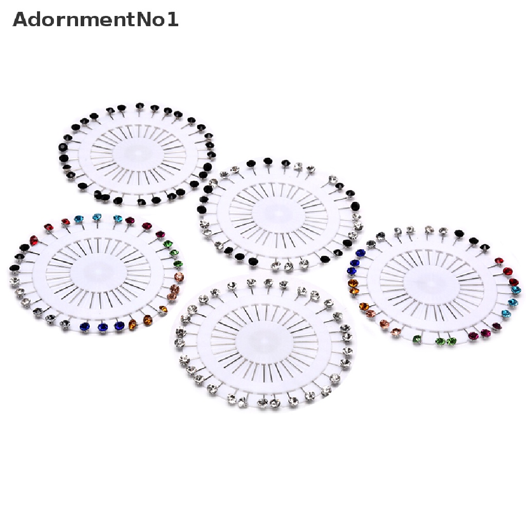 (AdornmentNo1) 30pcs / Set Bros / Pin Bentuk Snag Aksen Kristal Warna-Warni Untuk Aksesoris Hijab / Dress Wanita