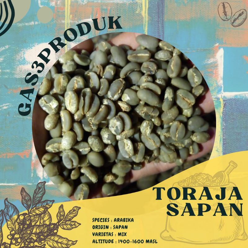 

Green Bean Biji kopi Arabika arabica Toraja Sapan wethull Semiwash Grade 1