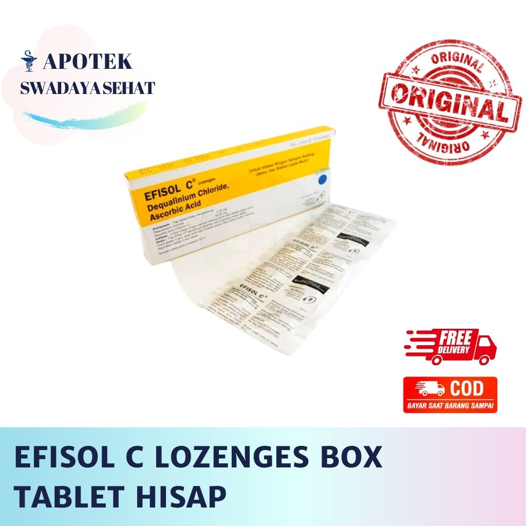 EFISOL C Lozenges Box 20 Tablet Hisap - Obat Antiseptik Infeksi Sakit Tenggorokan Strip 10 Tab