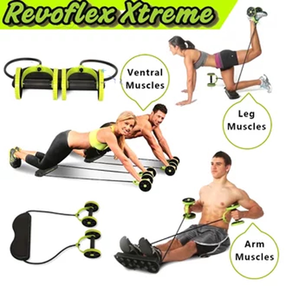 Alat Gym Revoflex Xtreme  Alat Fitness Fitness Portable LENGKAP 44 FUNGSI Alat Fitness Di Rumah Alat Gym Sixpack Alat Olahraga Push Up Sit Up Black