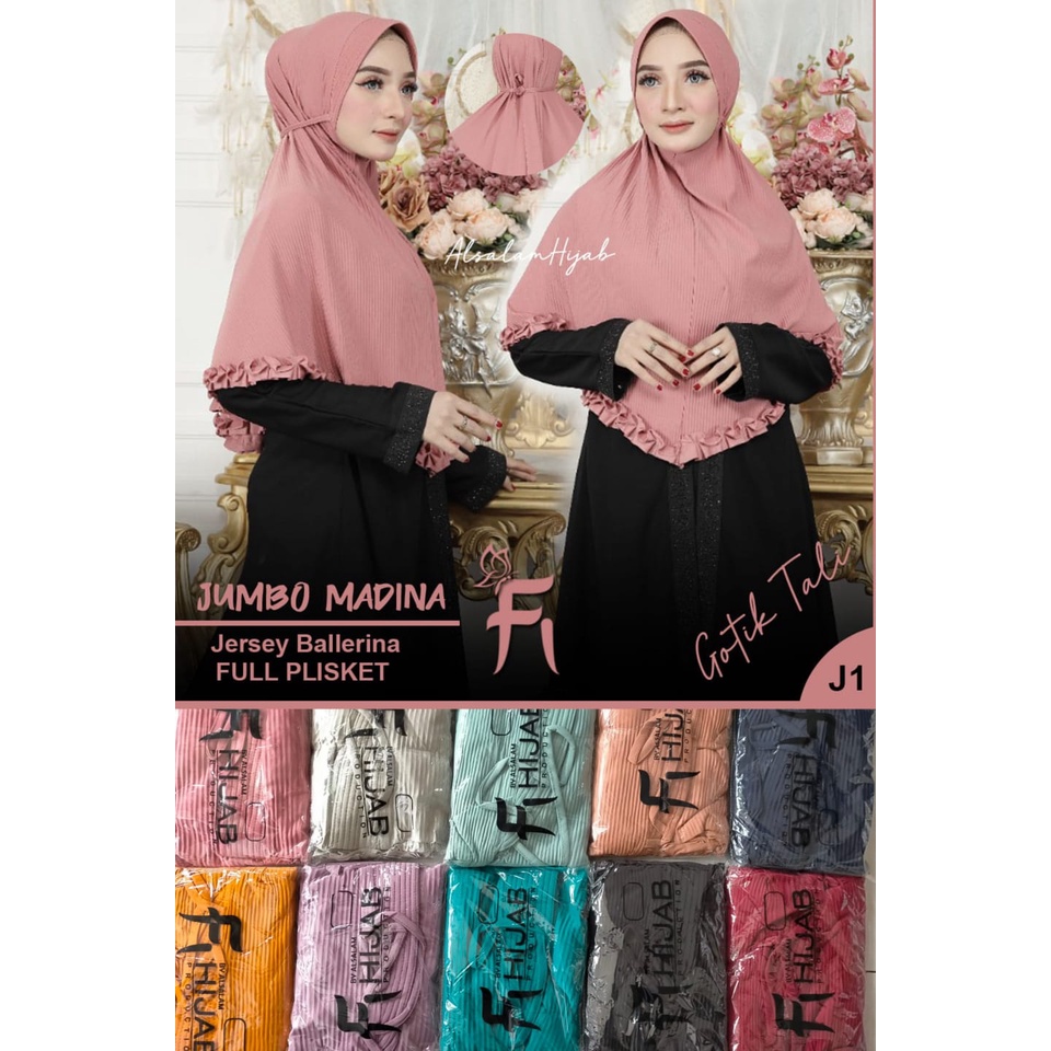 HIJAB INSTAN JERSEY JILBAB INSTAN JUMBO SYARI MUSLIMAH HIJAB PLISKET GOTIK MADINA FI BAHAN JERSEY AD