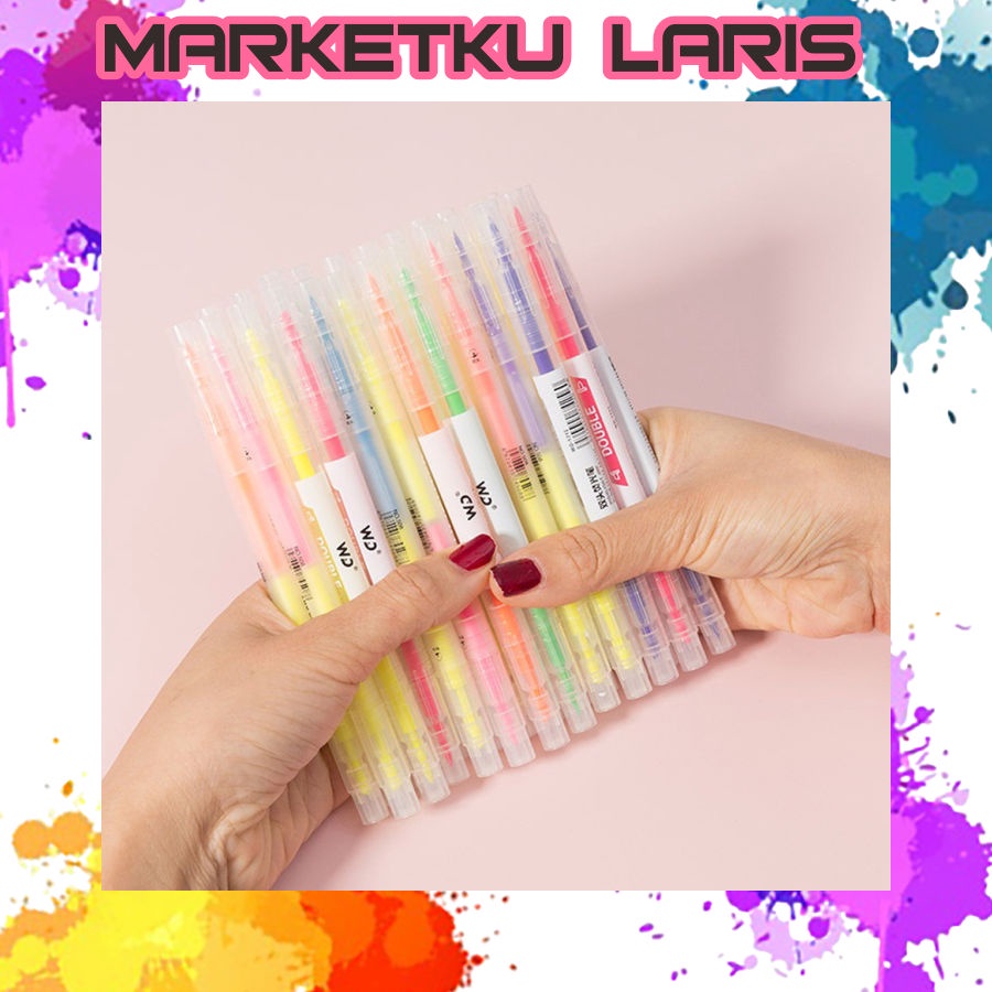 

MKL - highlighter ujung 2 warna Pulpen Dua Sisi Double Side Highlighter S010