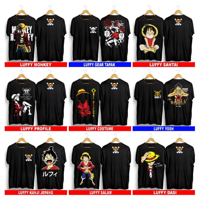 T-shirt Baju Kaos Distro Anime Onepiece Karakter Luffy Monkey Luffy Gear Tapak Luffy Santai Luffy Pr