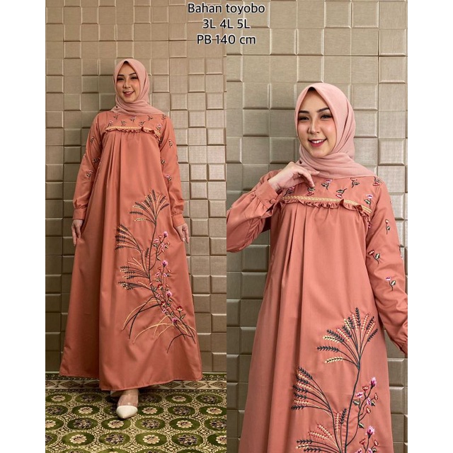 Gamis Jumbo Kirana  Gamis Bordir Katun Toyobo  Gamis Fashion  Gamis Populer