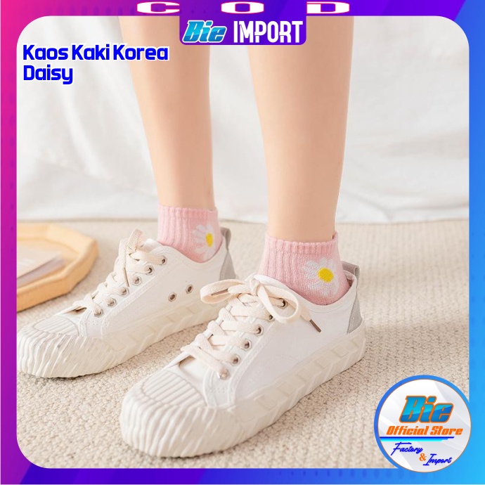 Kaos Kaki Korea Wanita Motif Daisy Impor Best Seller