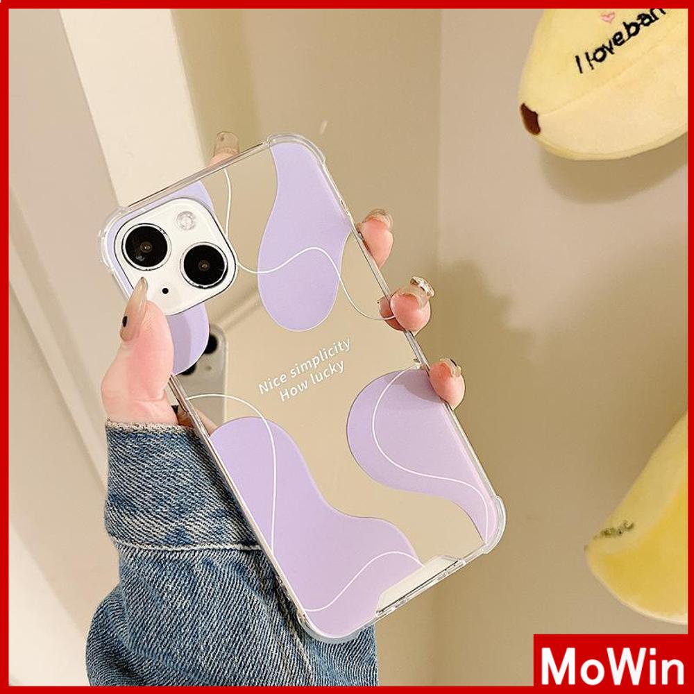 iPhone Case Luxury Acrylic Mirror Airbag Shockproof Protection Camera Romantic Purple Simple Compatible For iPhone 11 Pro Max 13 Pro Max 12 Pro Max 7Plus xr XS Max