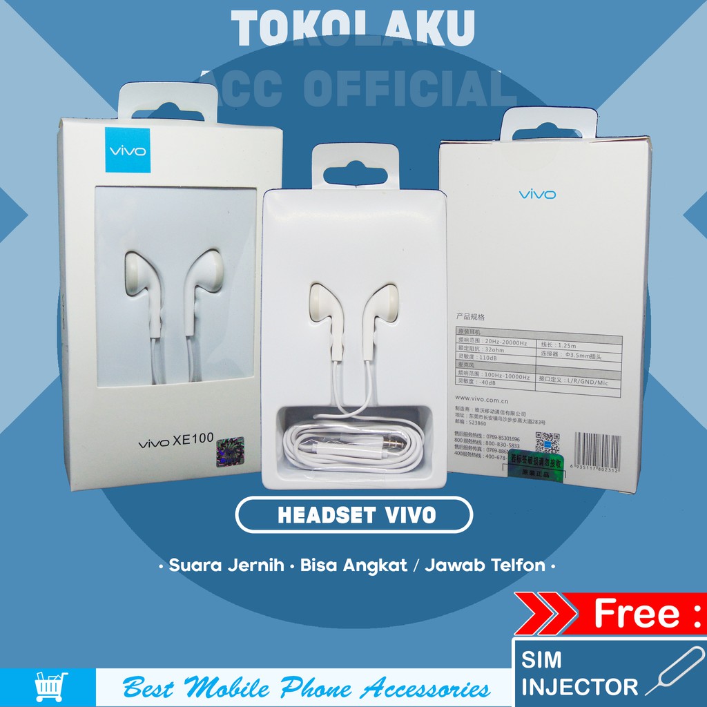 Headset Vivo Original Earphone Vivo Original Hendset Vivo Original Headset Original Vivo Earphone