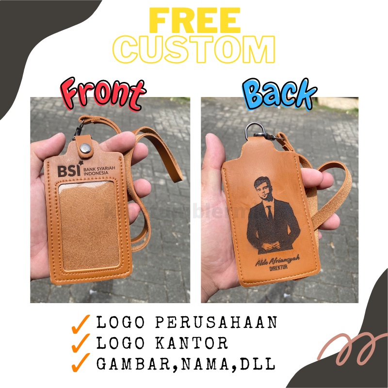 

LANYARD ID CARD KULIT CUSTOM ID CARD HOLDER KULIT TEMPAT ID CARD