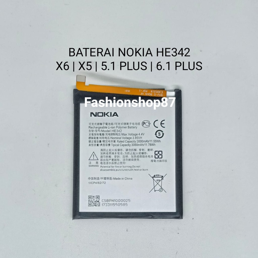 Baterai Nokia 6.1 Plus    5.1 Plus   X6   X5   5.1 +   6.1 +   Nokia HE342 Original Batre Battery Ba