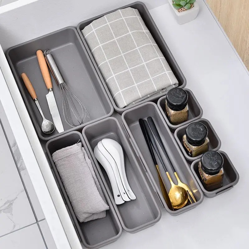 8Pcs/set Desktop Cosmetic Storage Drawer Box / Dinnerware Divider Organizer /Jewelry Container Desktop Sundries Storage Box