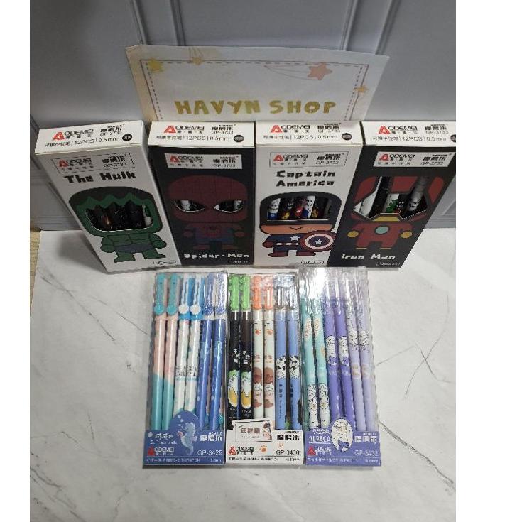 

QELLG (12pc) pen bisa hapus/pen gel hapus/erasable pen/pen hapus lucu fancy ODEMEI Laris