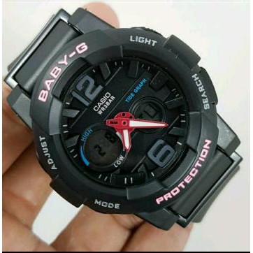 Casio G shock Baby G BGA 180 KW Super hitam list Pink